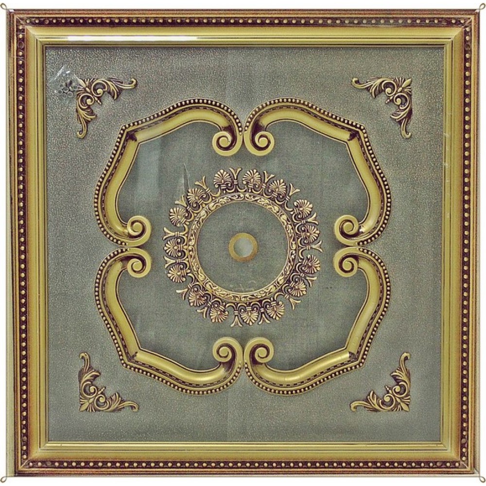 100 cm Kare Osmanli Saray Tavan Sf-515 Avize Gobegi Patina-Eskitme Altin Varakli 3D